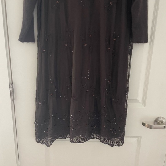 Sundance Eventide Angora Wool Cowl Neck Overlay Sweater Dress Beaded - Picture 7 of 9